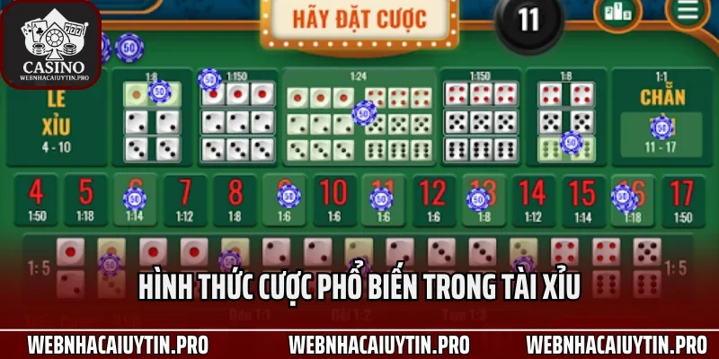 Hình thức cược phổ biến trong tài xỉu