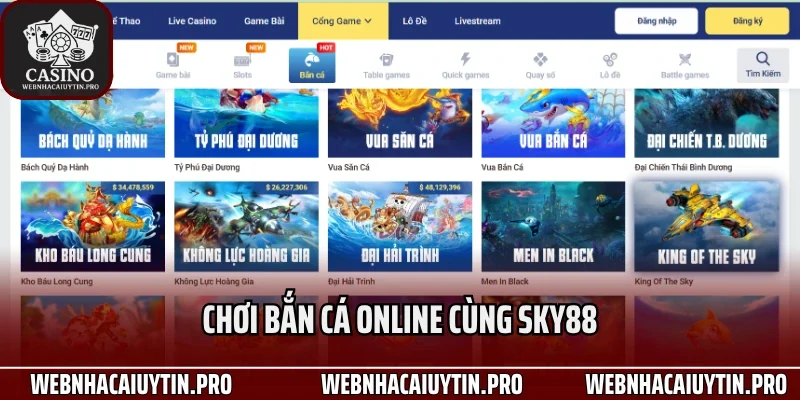 Chơi bắn cá online cùng Sky88