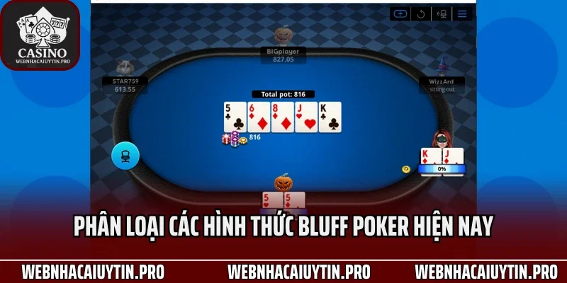 Phân loại các hình thức bluff poker hiện nay